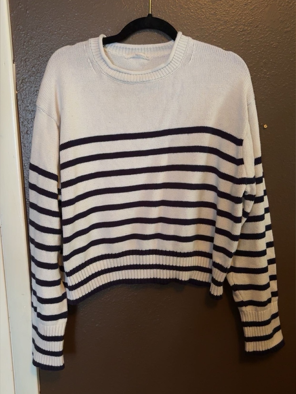Classic Navy Stripe Crewneck Sweater - Women's